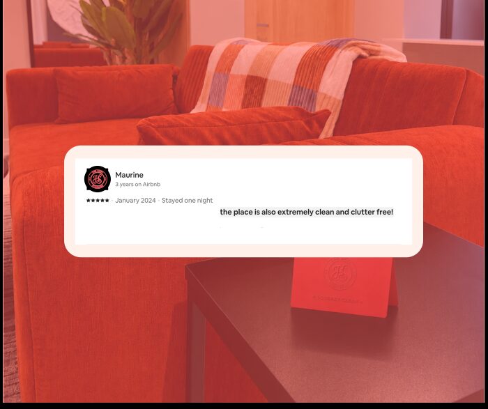 Five-star Airbnb guest review praising cleanliness