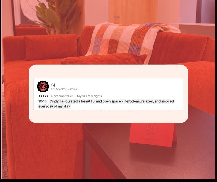 Five-star Airbnb guest review praising cleanliness